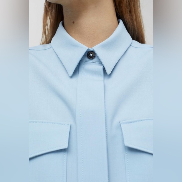 CLOSED Blue Dawn Sky Sleeveless Pocket Detail Wool Blend Blouse XS - Picture 10 of 11